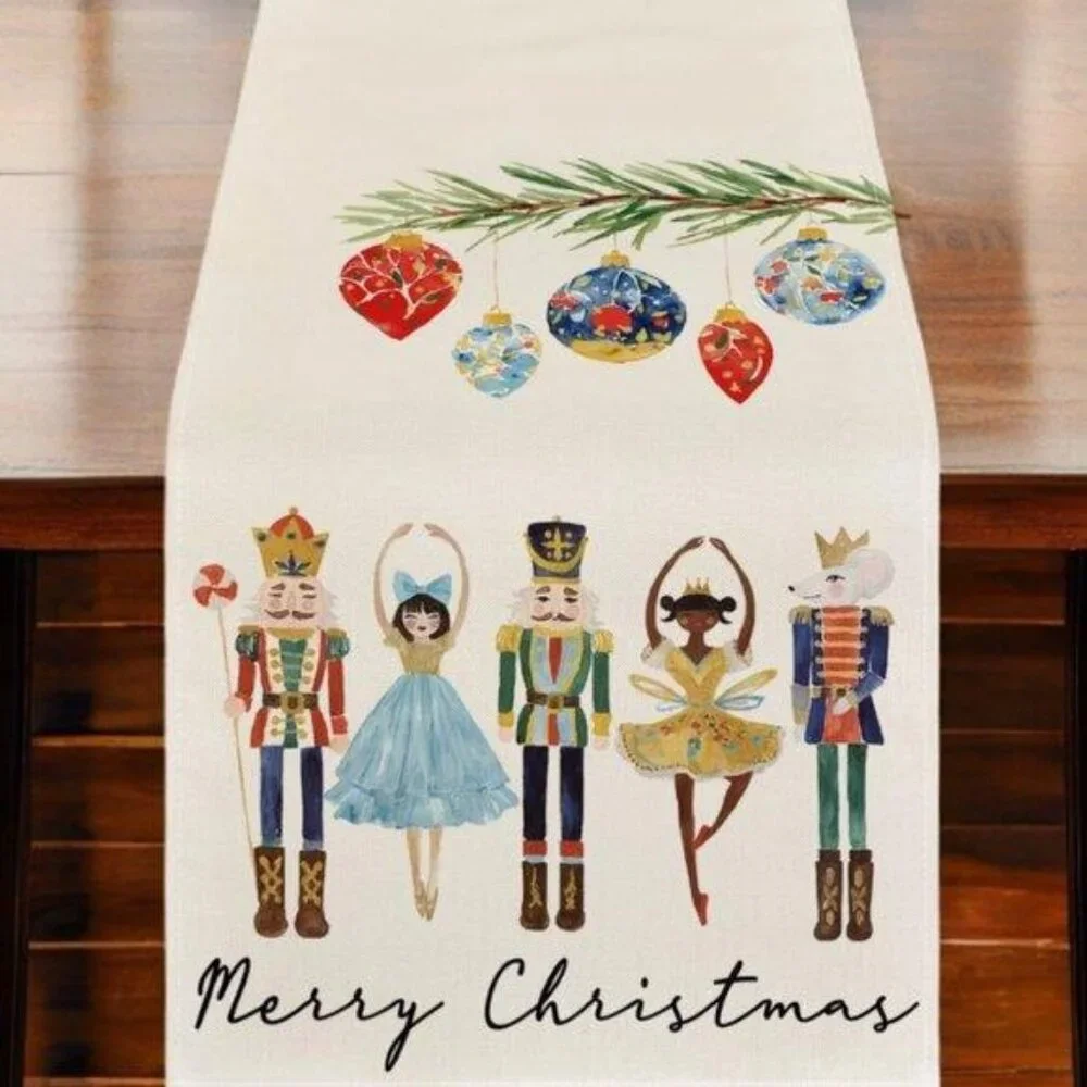 Christmas Table Runner Nutcracker Decor Holiday Xmas Decoration Long Cloth 13x90
